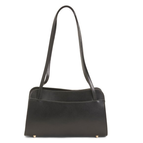 DIVINA FIRENZEItaly Leather Wave Top Edge Triple Compartment Tote